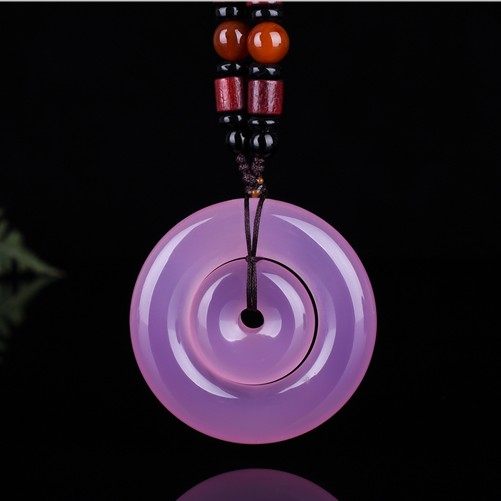 天然和田吊坠紫玉平安扣挂件圆满和谐玛瑙项链颈饰