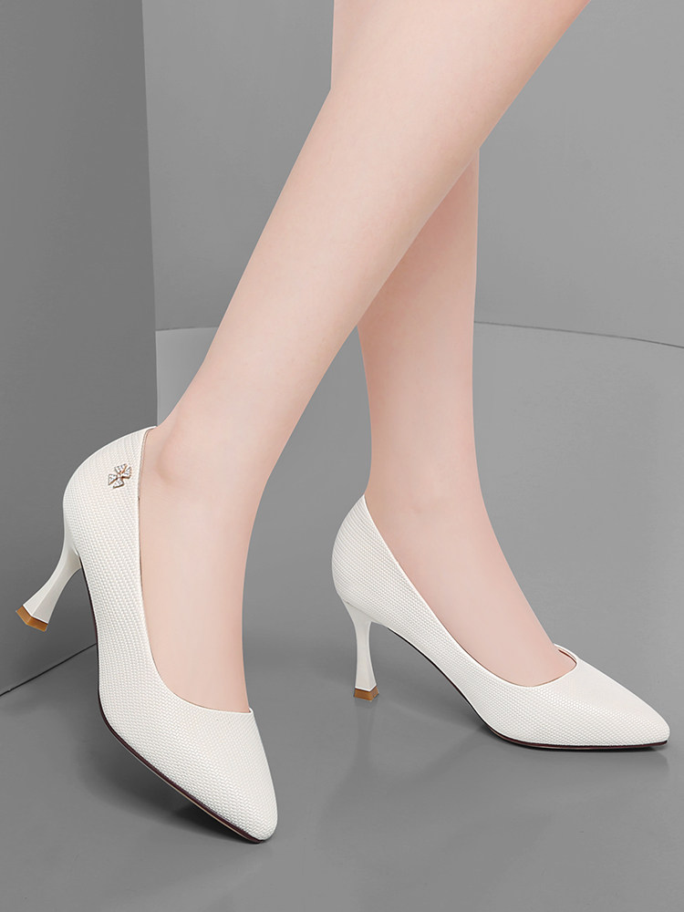 白色高跟鞋女细跟单鞋配旗袍夏季婚纱礼服婚鞋气质单鞋