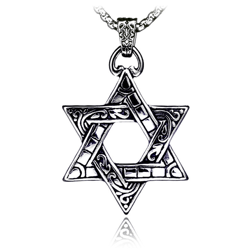 欧美王子异同吊坠项链嘻哈造型六芒星气质潮男项链