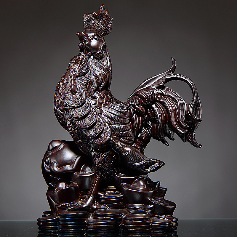 檀木木雕摆件根雕大公鸡十二生肖鸡实木质雕刻雕刻家木雕