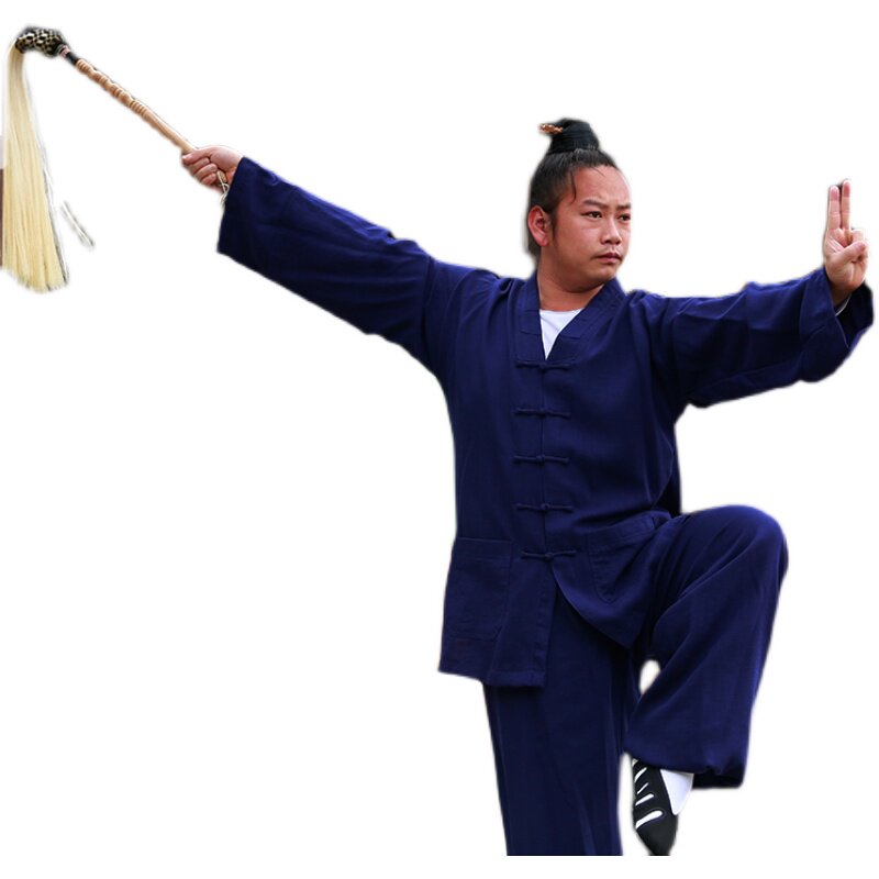 武当道士太极太极拳练功对襟领道亚麻道衣正一太极服