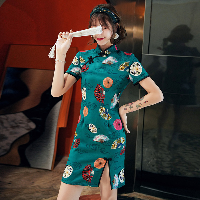 年轻款旗袍连衣裙女短款2020年新款现代日常可穿中国风改良版少女