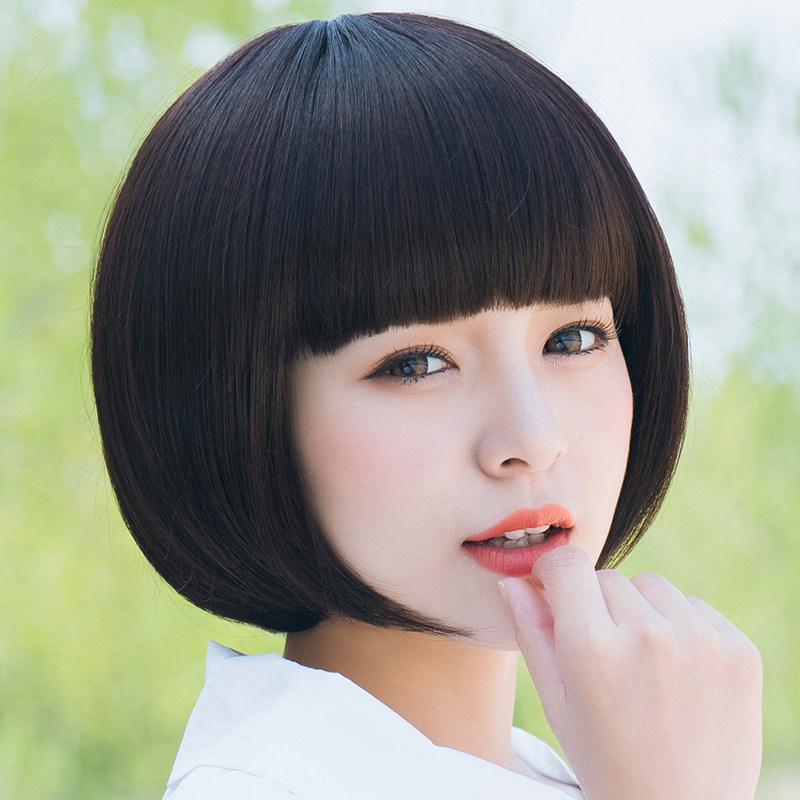 假发女短发bobo波波头短直发自然齐刘海全头套式圆脸自然逼真发套
