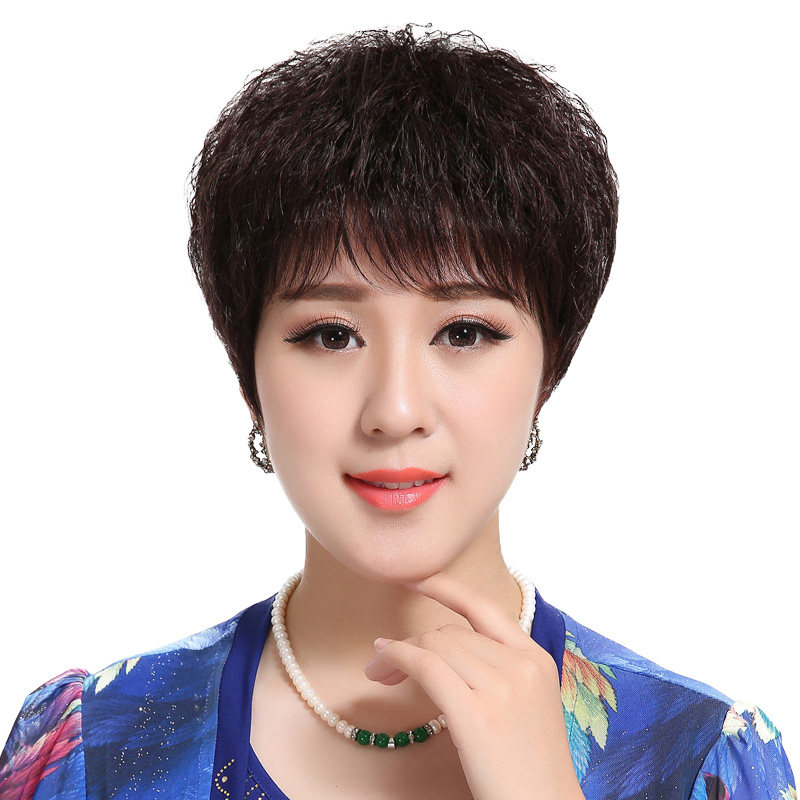 假发玉米短发短卷发中老年妈妈发套头发发型自然整顶假发