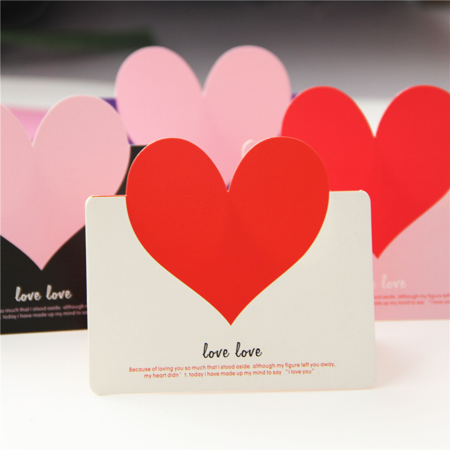 创意婚礼祝福小卡片送女友情人节爱心形贺卡生日新年礼品贺卡信封
