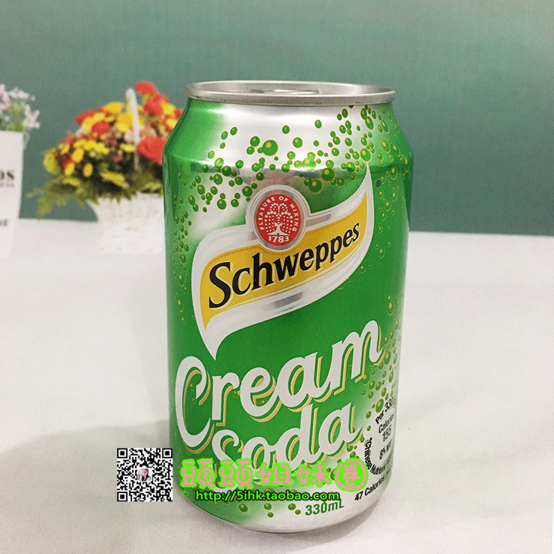 香港进口饮料玉泉忌廉汽水schweppescreamsoda330ml碳酸饮料