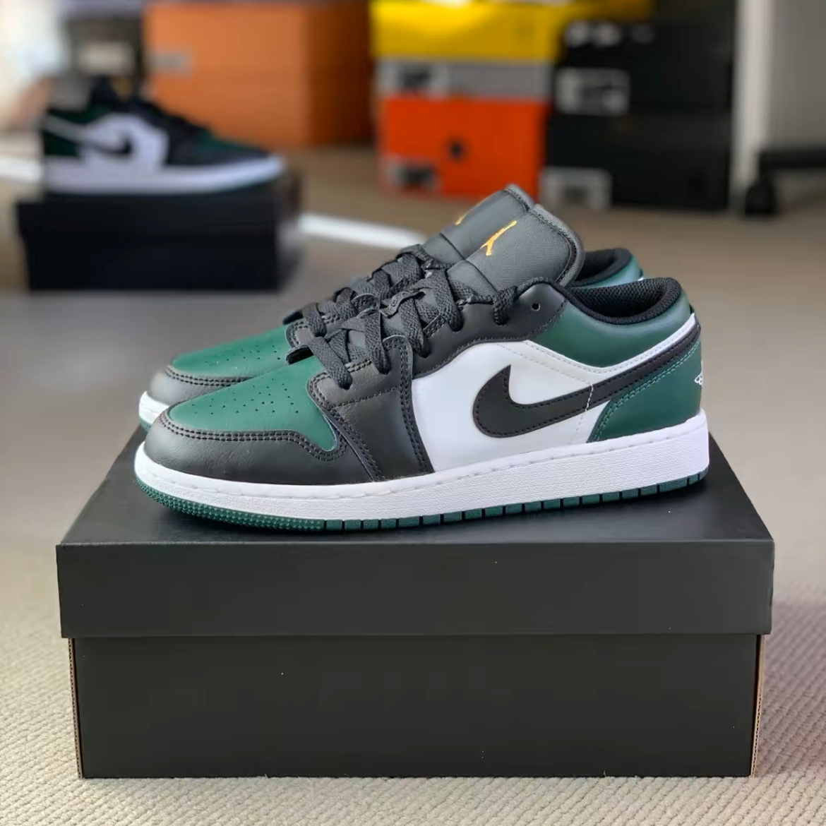 meyou air jordan 371 aj1 黑绿脚趾男女低帮休闲球鞋 553560 - 爱购