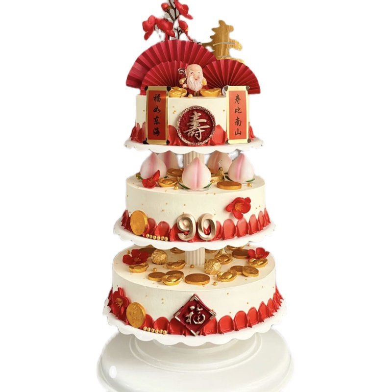 祝寿蛋糕爷爷奶奶福禄寿生日蛋糕寿桃寿星低糖木糖新鲜生日蛋糕