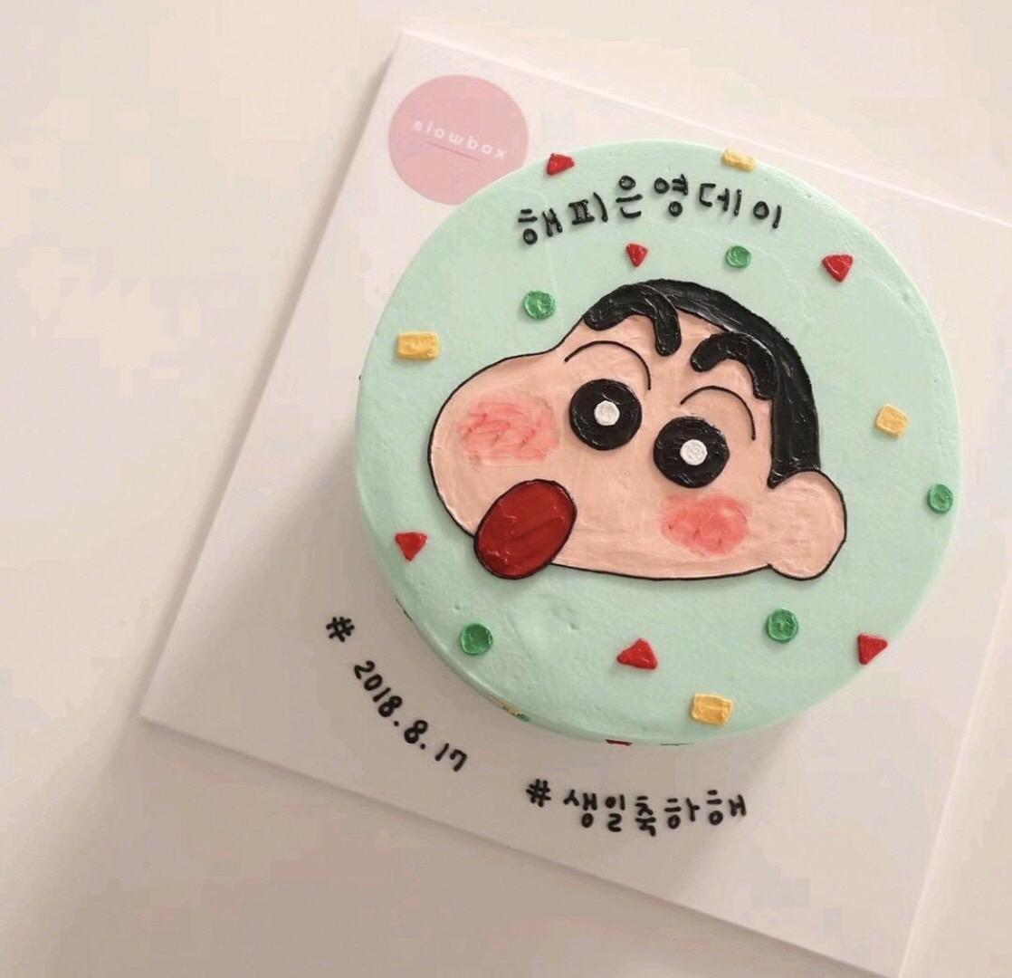 羽浵ins手绘画图彩绘蜡笔小新生日蛋糕儿童私房定制新鲜蛋糕