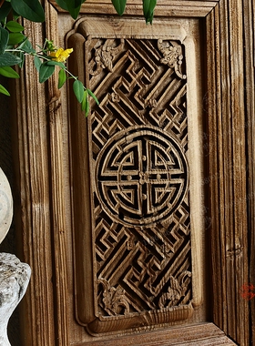 实木卯榫福寿装饰雕版客厅雕花木窗