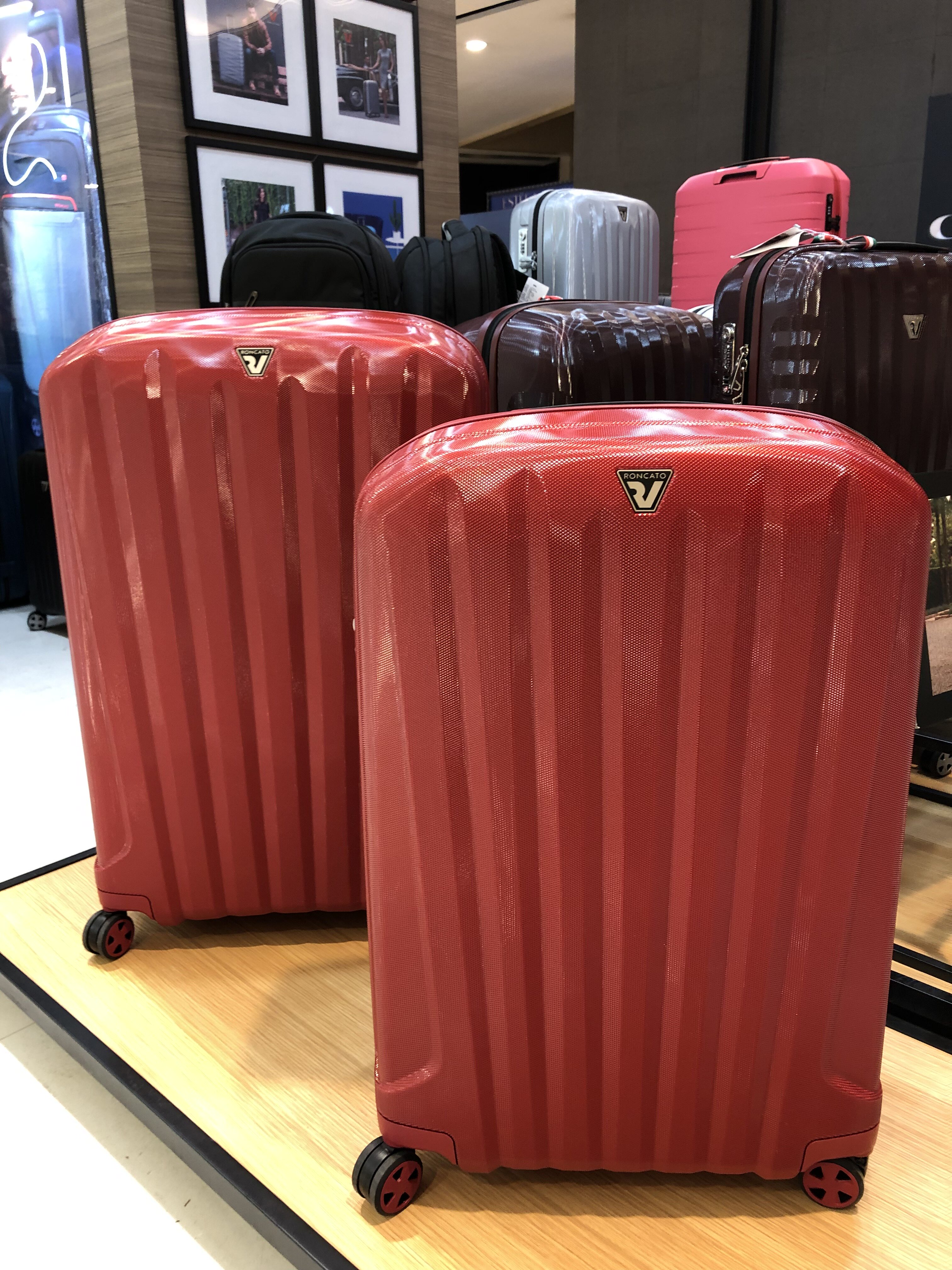 roncato龙卡高端进口红色贝壳双层拉杆链箱旅行旅行箱