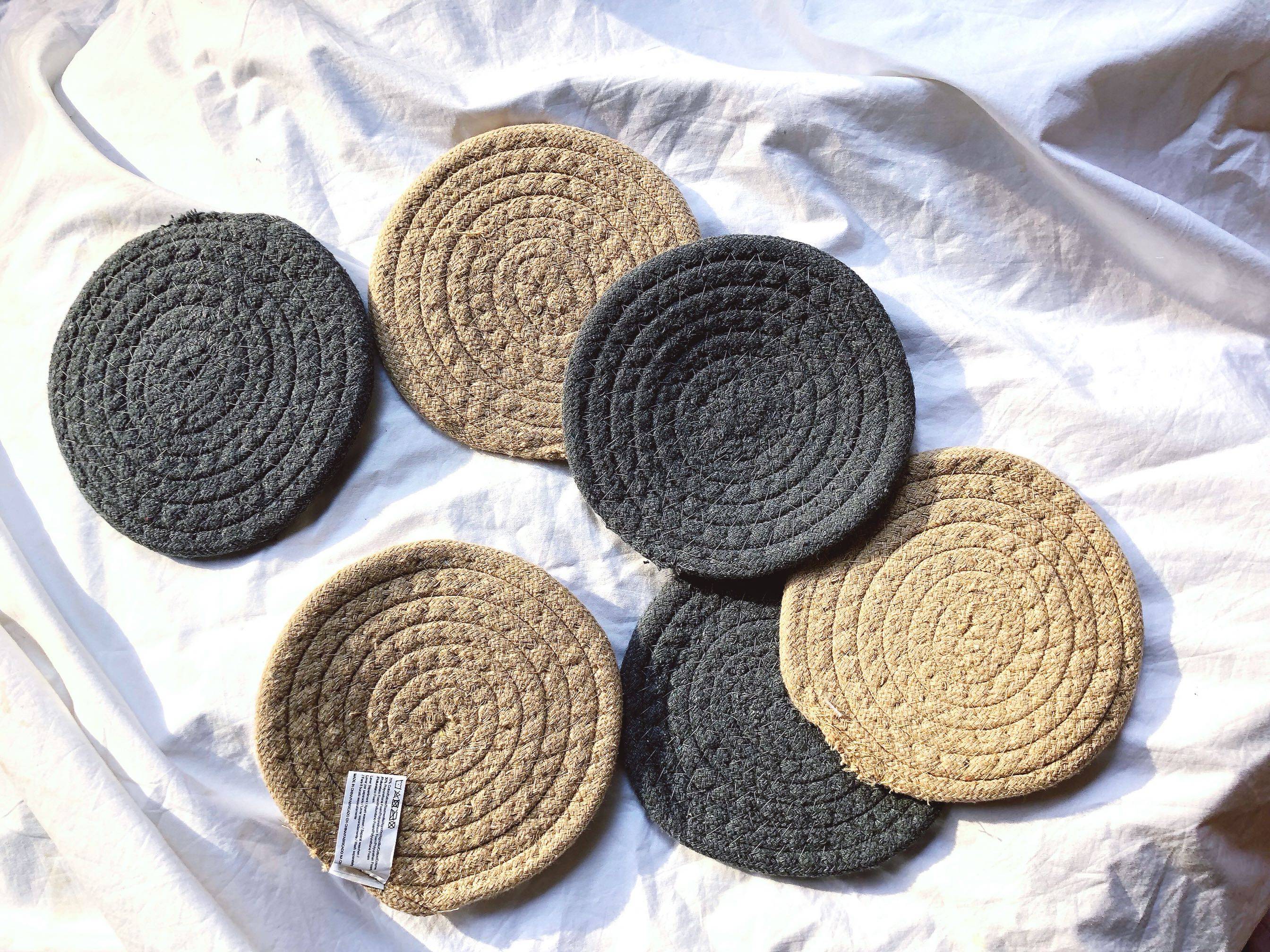 周家us出口麻绳绳子隔热防烫餐水杯杯垫两色餐垫