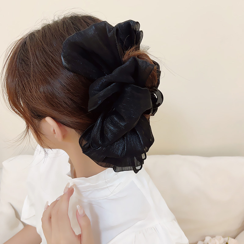 ab双面网纱蝴蝶结发夹女生后脑勺甜美气质盘发发饰