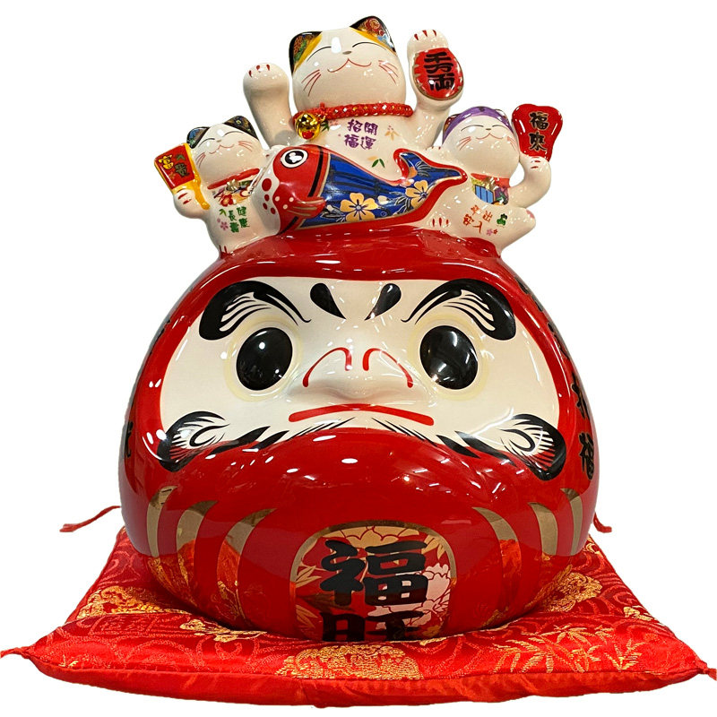 福旺福旺达达摩招财猫陶瓷存钱家居客厅旺财摆件招财猫