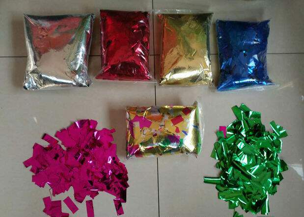 酒吧手抛花彩虹机彩纸红蓝金色亮片亮条金箔纸长条婚庆彩带机耗材