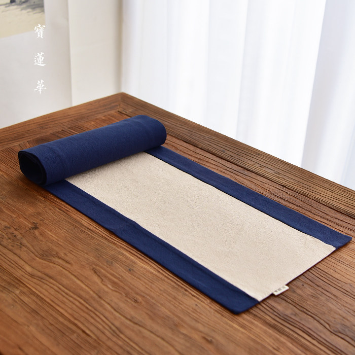 棉麻茶席茶道古典素面麻布中式桌旗布茶垫茶布茶巾