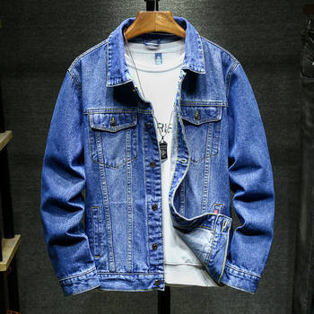 Denim jacket ຜູ້ຊາຍໃນພາກຮຽນ spring ແລະດູໃບໄມ້ລົ່ນໃຫມ່ວ່າງຂະຫນາດໃຫຍ່ trendy ເຄື່ອງນຸ່ງຫົ່ມເທິງ workwear ໄວຫນຸ່ມ jacket versatility ບາດເຈັບແລະ