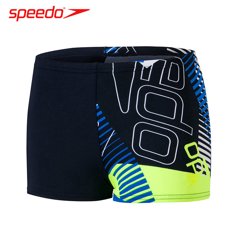 泳裤新款speedo速比涛男儿儿童中大平角印花舒适儿童泳衣