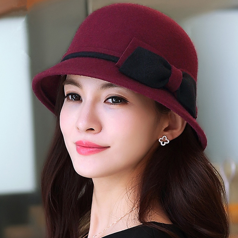 春季羊毛毛呢帽子女士韩版潮时尚秋冬冬天英伦帽子