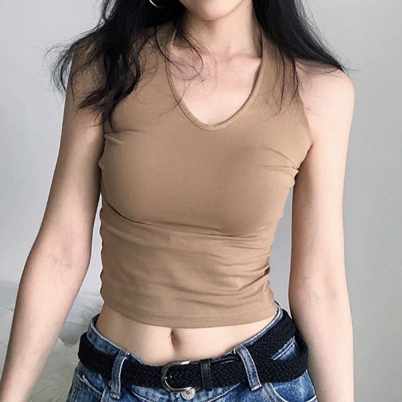 挂脖吊带背心女外网红短款露脐上衣性感低胸背心吊带