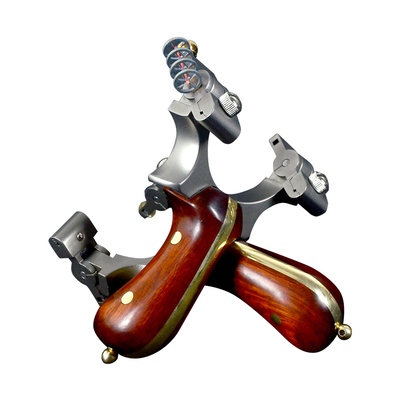 高端扁皮弹弓龙蛇钛合金不锈钢竖夹皮筋户外大威力弹工架禁止打鸟