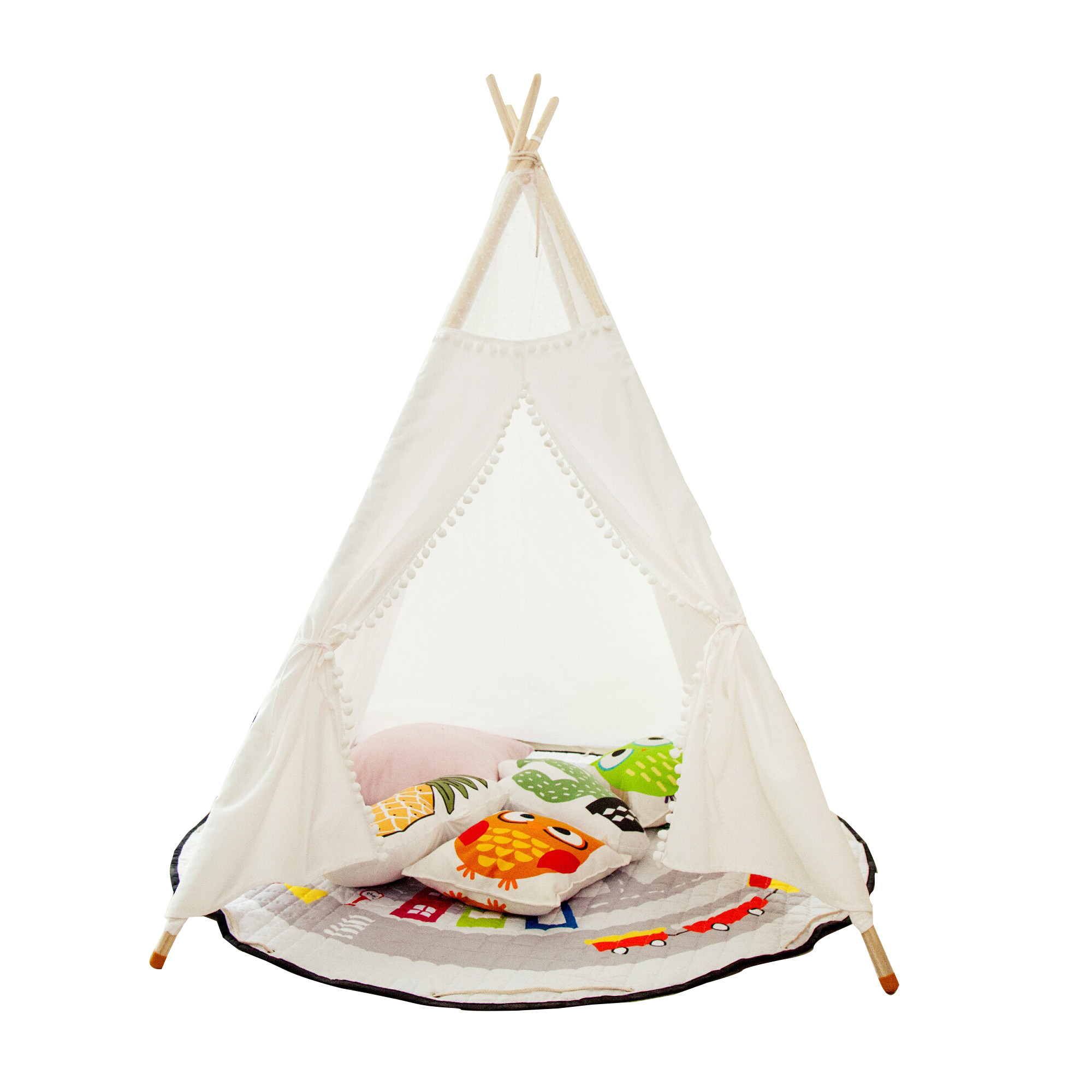 北欧ins白色野餐儿童室内小帐帐篷毛球边游戏儿童帐篷