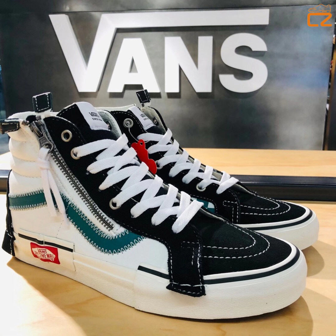 vanssk8解构黑灰黑绿蓝色经典男女女款高帮帆帆布鞋