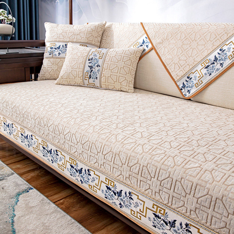 实木沙发垫中式新中式高档防滑坐垫红木全盖布四季通用木沙发套罩