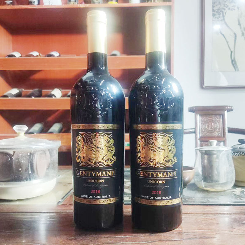 红酒臻蒂蒂曼麒麟红葡萄酒稀有15度赤霞酿造澳大利亚干红静态葡萄酒