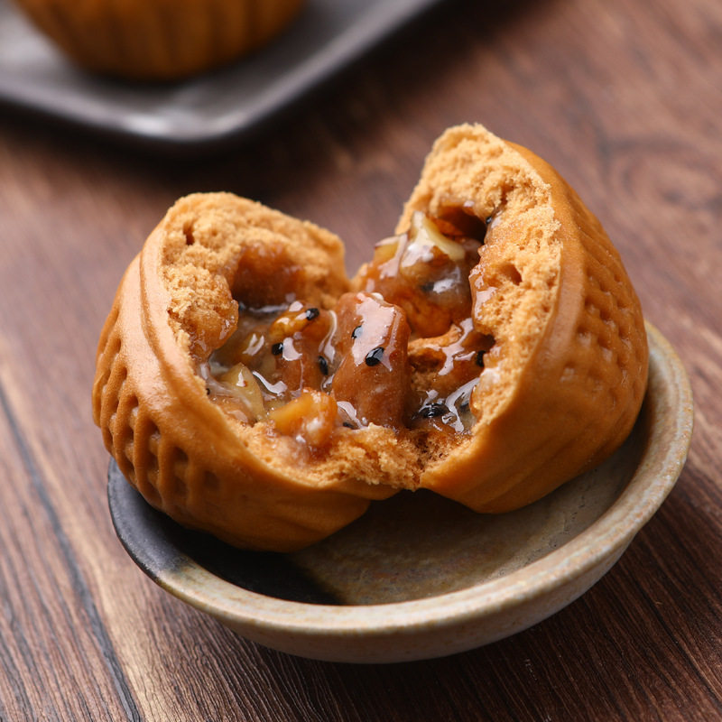 核桃12个巧克力包广式点心营养早餐包子广式早茶包点