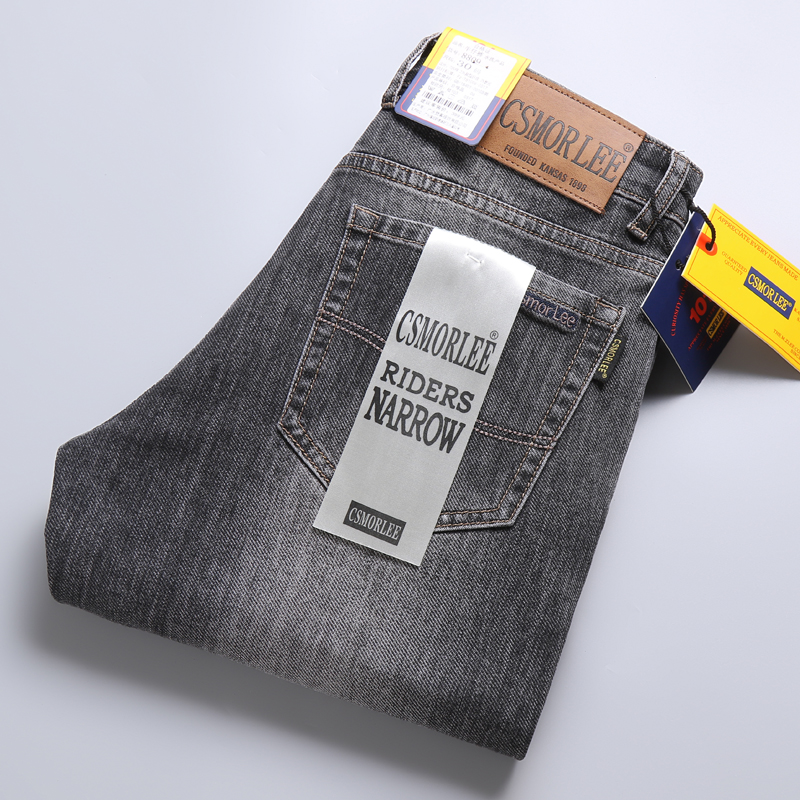品牌撤柜剪标男装牛仔裤男夏季新款灰色外贸尾单真品牛货弹力裤子