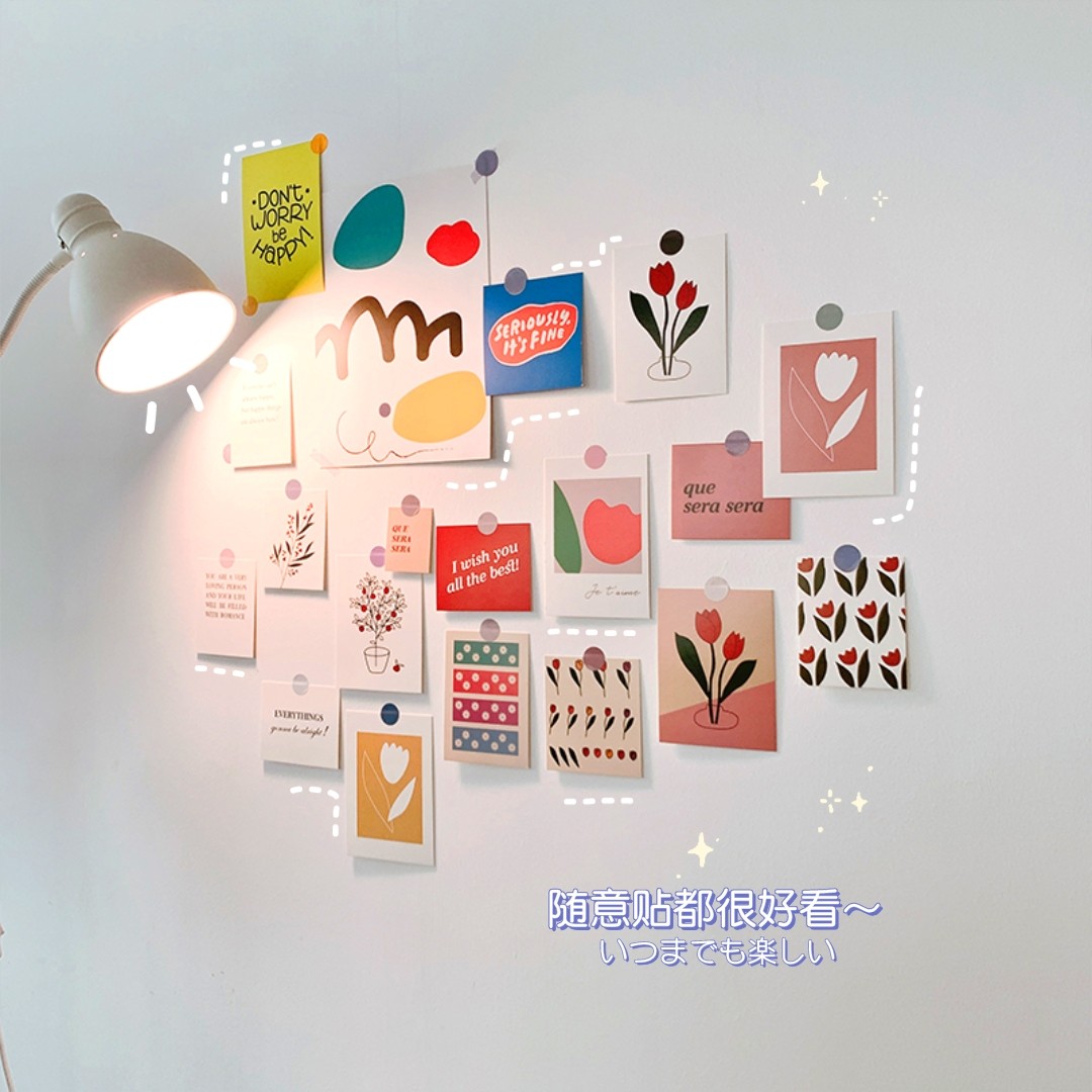 ins小众郁金香花朵卡片小清新书桌卧室宿舍墙面贺卡