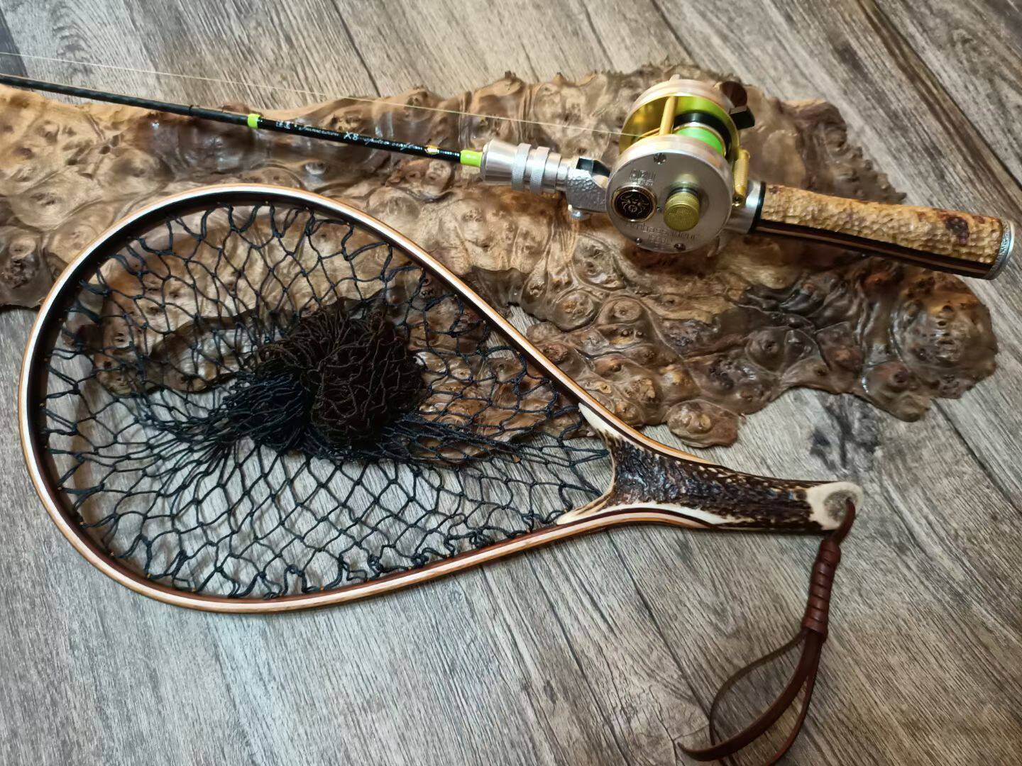 溪流手工定制路亚飞钓飞蝇实木抄网便携马口抄网