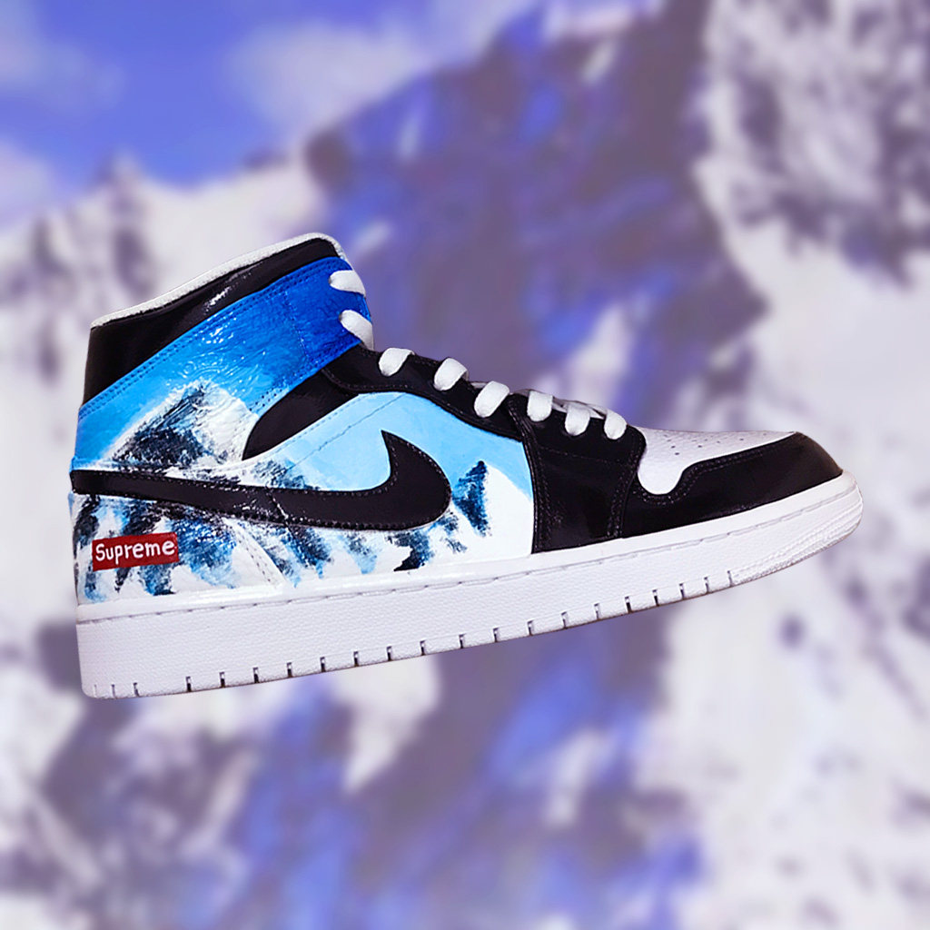 手绘篮球鞋子定制diy空军一号aj1北雪雪山af1手绘鞋