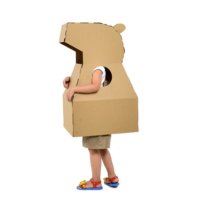 幼儿园纸板可穿动物衣服服装小猪恐龙大号纸壳螺母拆装