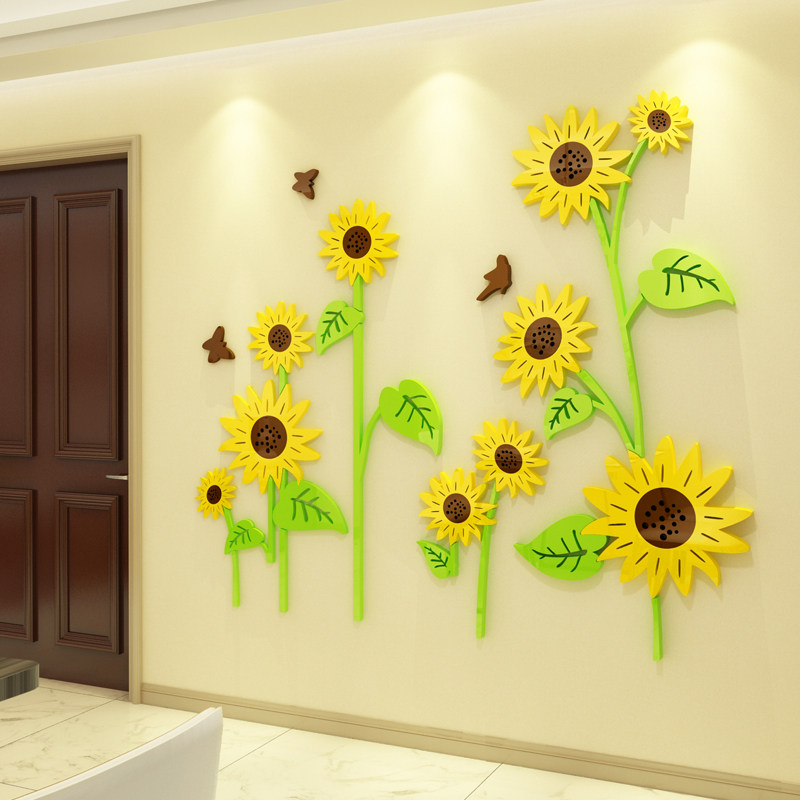 向日葵亚克力墙贴3d立体贴画儿童背景背景墙墙壁墙贴