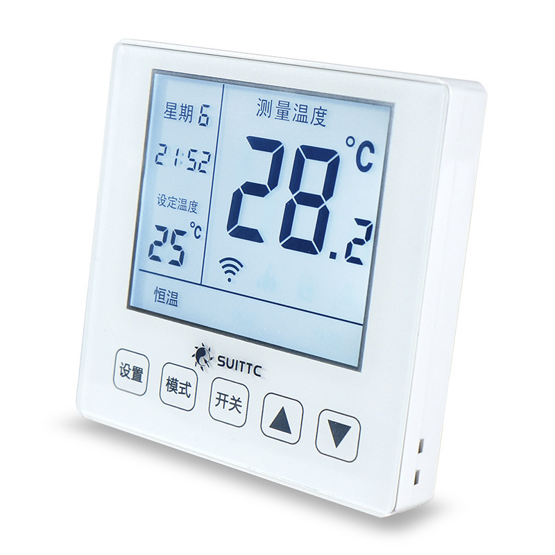 suittc电地暖电热膜温控器触摸键wifi手机远程控制壁挂炉温控器