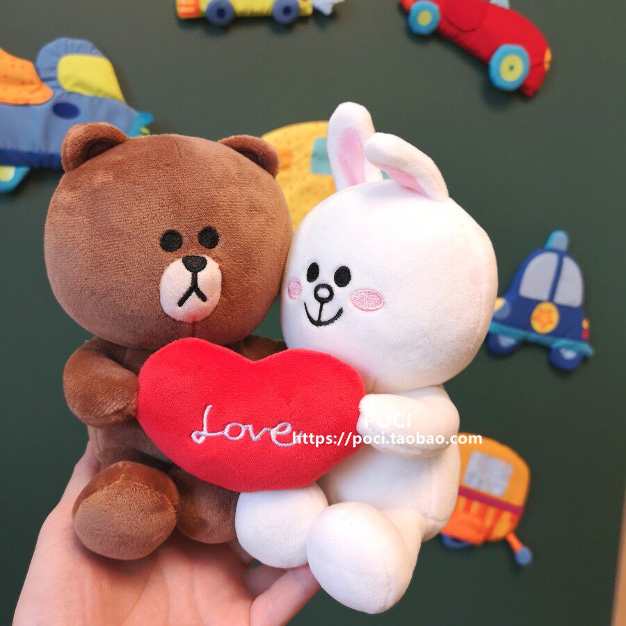 韩国正品linefriends布朗熊可妮玩偶情侣公仔毛绒玩具毛绒布艺类玩具