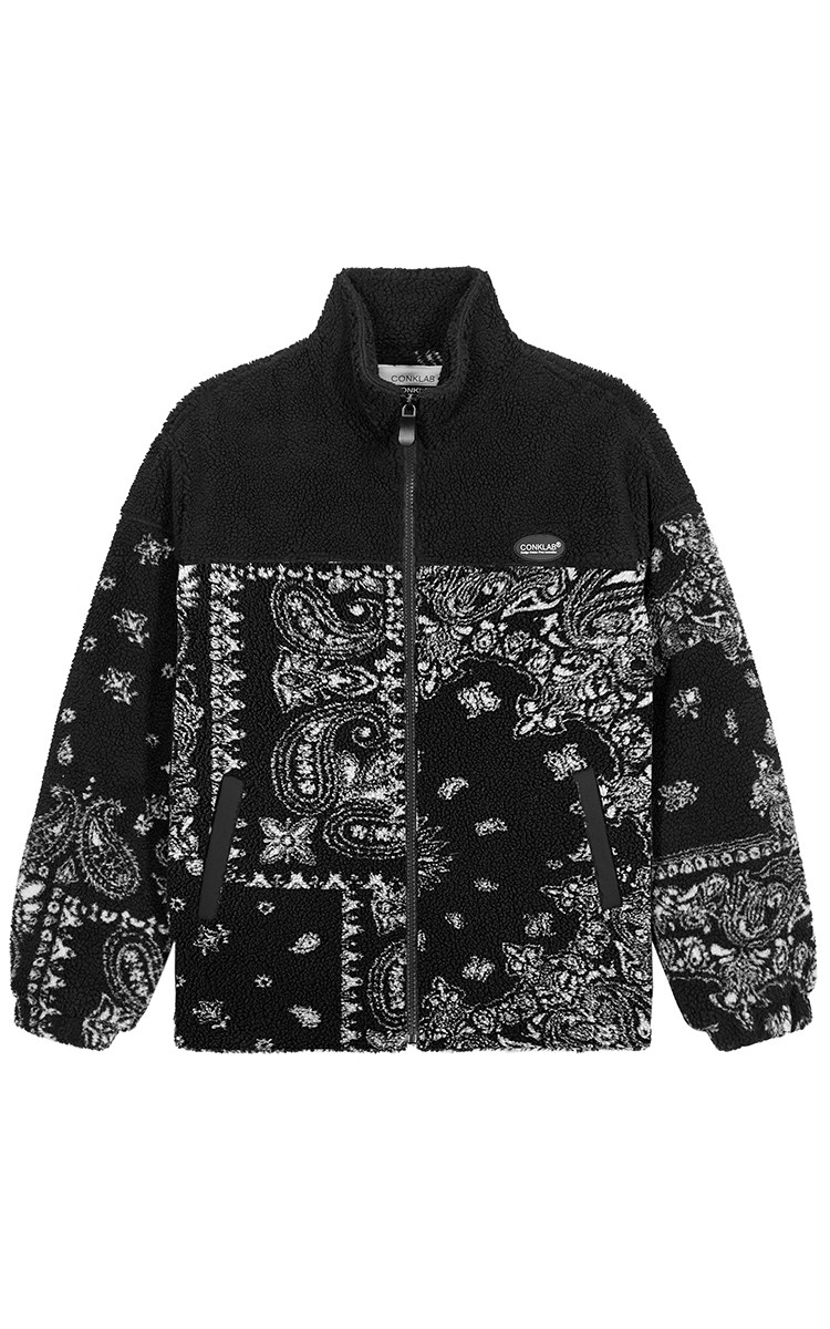 conklab腰果花羊羔毛外套男女秋冬国潮牌保暖上衣情侣立领棉服