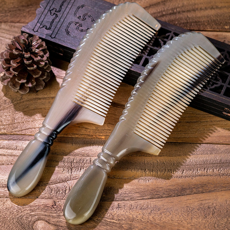牛角牦牛梳子大齿梳宽齿粗卷发烫发梳头头部梳子