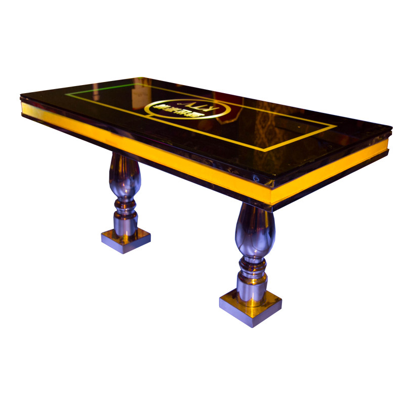 量贩式ktv茶几发光钢化玻璃大理石酒吧夜场包厢卡座散台高脚桌子