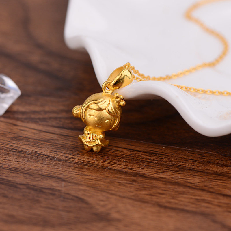 老庙足金999吊坠妙音天使娃娃/1030001524计价3d硬金