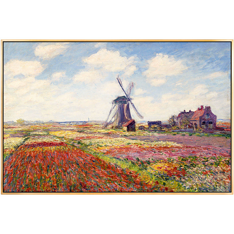 油画莫奈花海手绘印象现代客厅厚油装饰画沙发油画