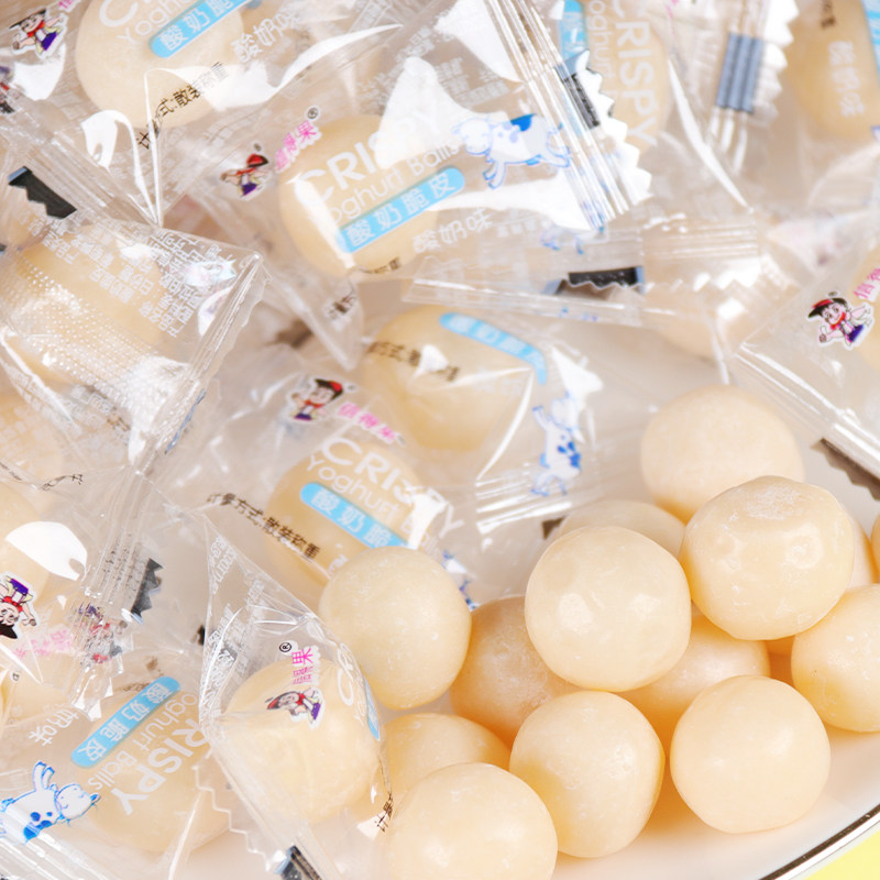 软糖酸奶脆皮鲜乳球糖水果夹心乳酸菌营养零食糖果