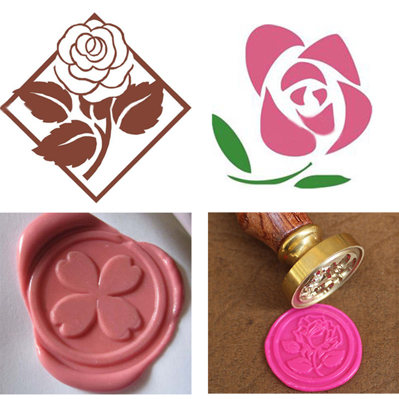 欧式火漆印章鸢尾纹花玫瑰花四叶草樱花封印生日成品印章