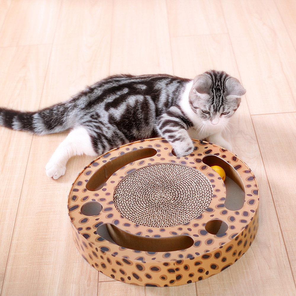 猫爪猫抓板逗玩具圆形逗猫棒磨神器瓦楞纸猫咪猫抓板
