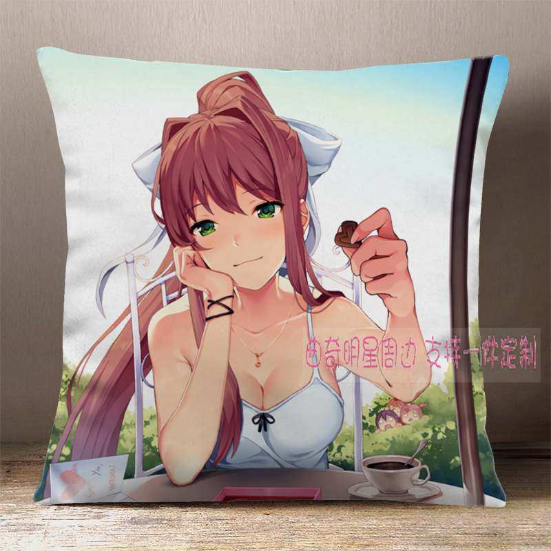 ddlc莫妮卡枕头套抱枕动漫galgame游戏cos纱世里心跳动漫毛绒