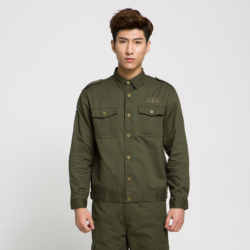 夏季男士军绿色休闲套装凌鹰基地正品纯棉水洗电焊服耐磨工作服