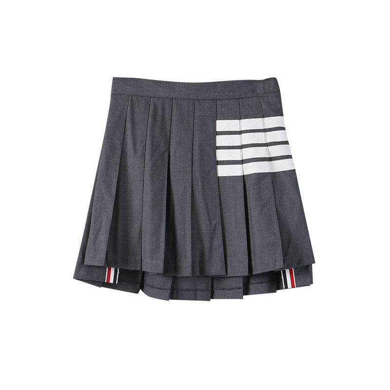 汤姆tb百褶裙女秋冬高腰显瘦半身裙百搭黑色a字裙短裙潮