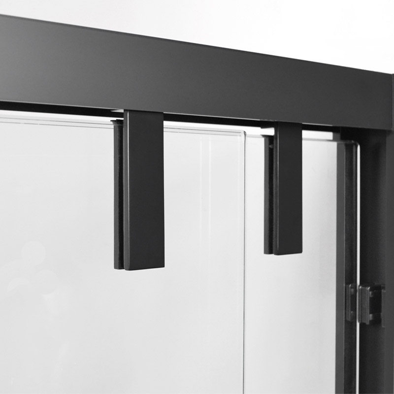 不锈钢枪灰色双活动防爆淋浴房一字型卫生间隔断玻璃门沐浴屏风